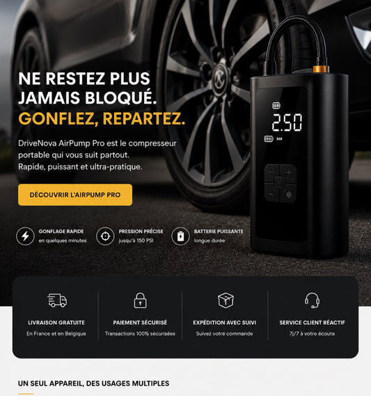 DriveNova™ AirPump Pro – Compresseur à air sans fil 150 PSI